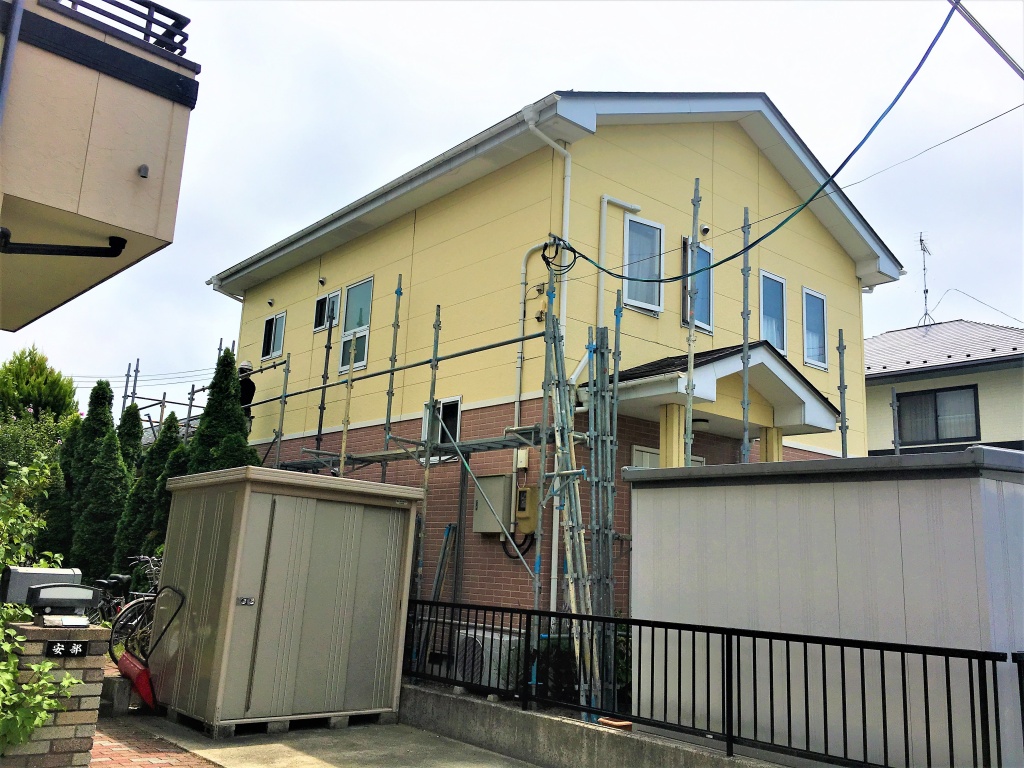 大崎市古川 外壁塗装工事 足場の設置 C様
