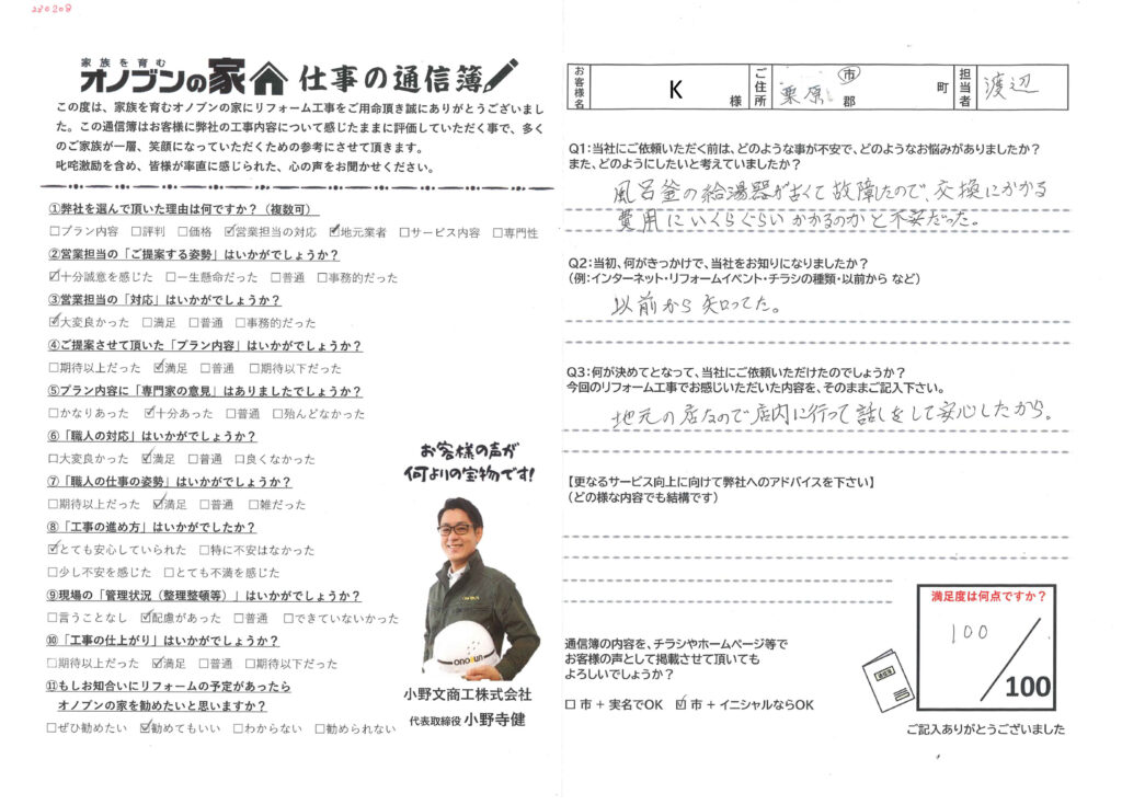 店内に行って話をして安心した