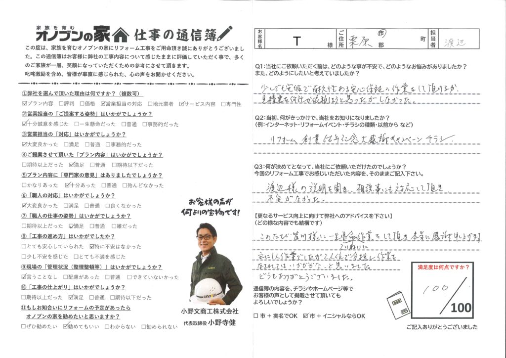 相談事にも対応して頂き不安がなかった