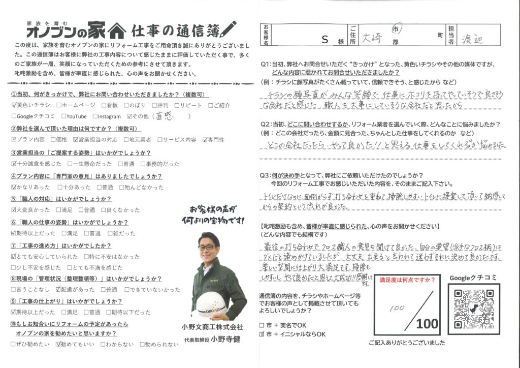やって良かったと思えて大成功！！感謝してます。
