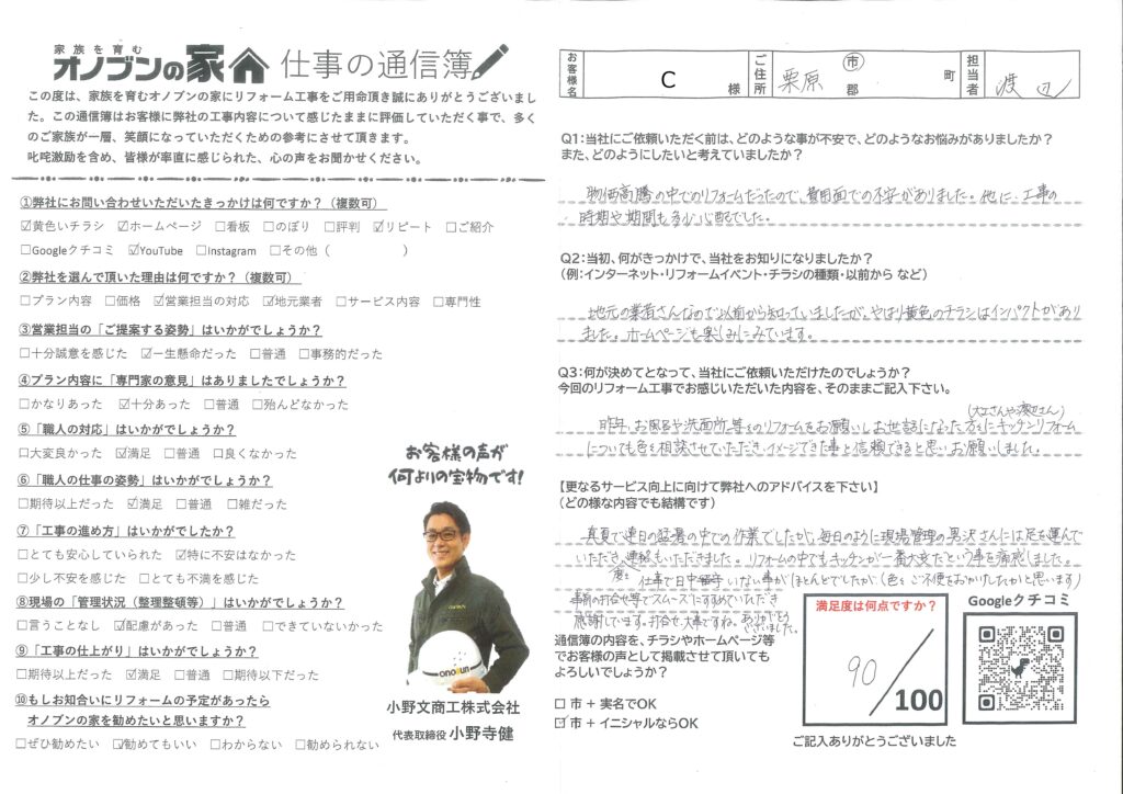 事前の打合せ等でスムーズにすすめていただき感謝しています